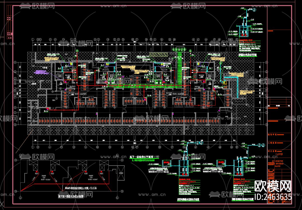 二十五层住宅楼给排cad施工图下载（渲染图3）