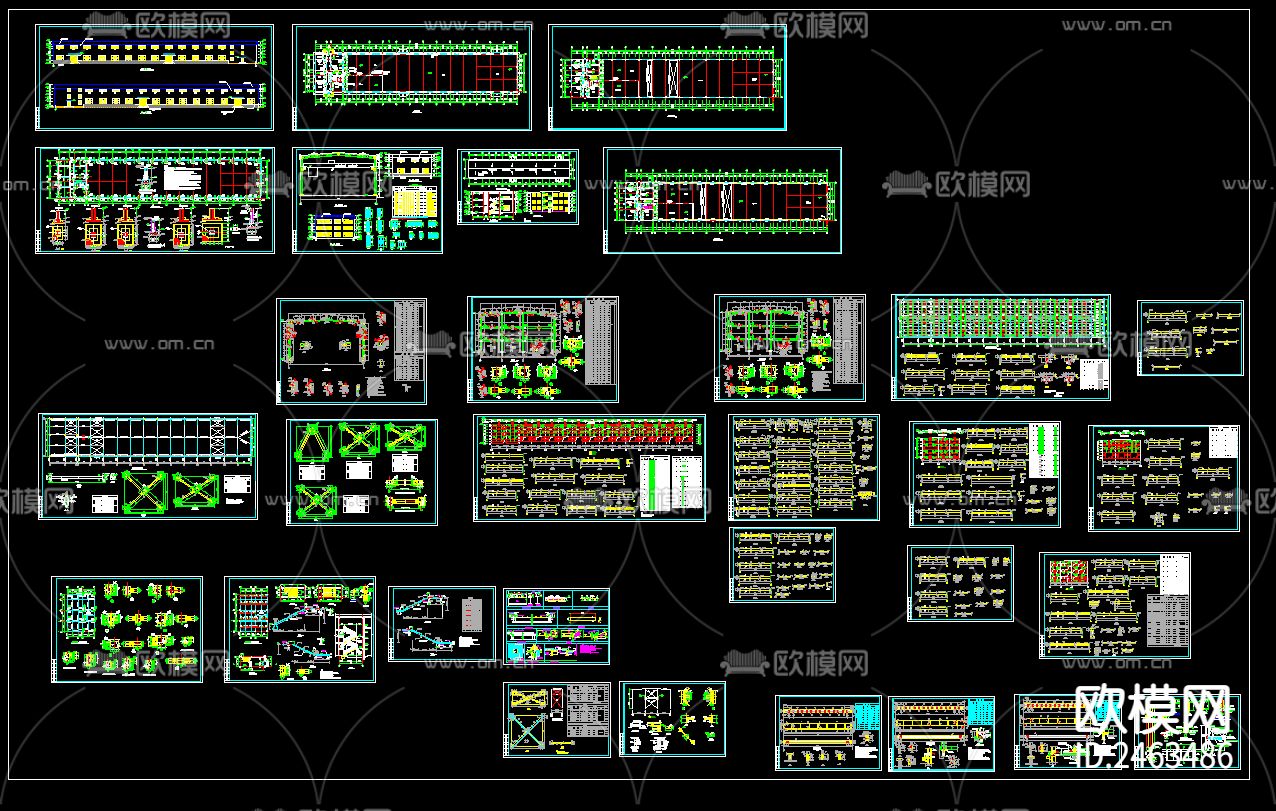 二层车间钢结构厂房CAD施工图下载（渲染图1）