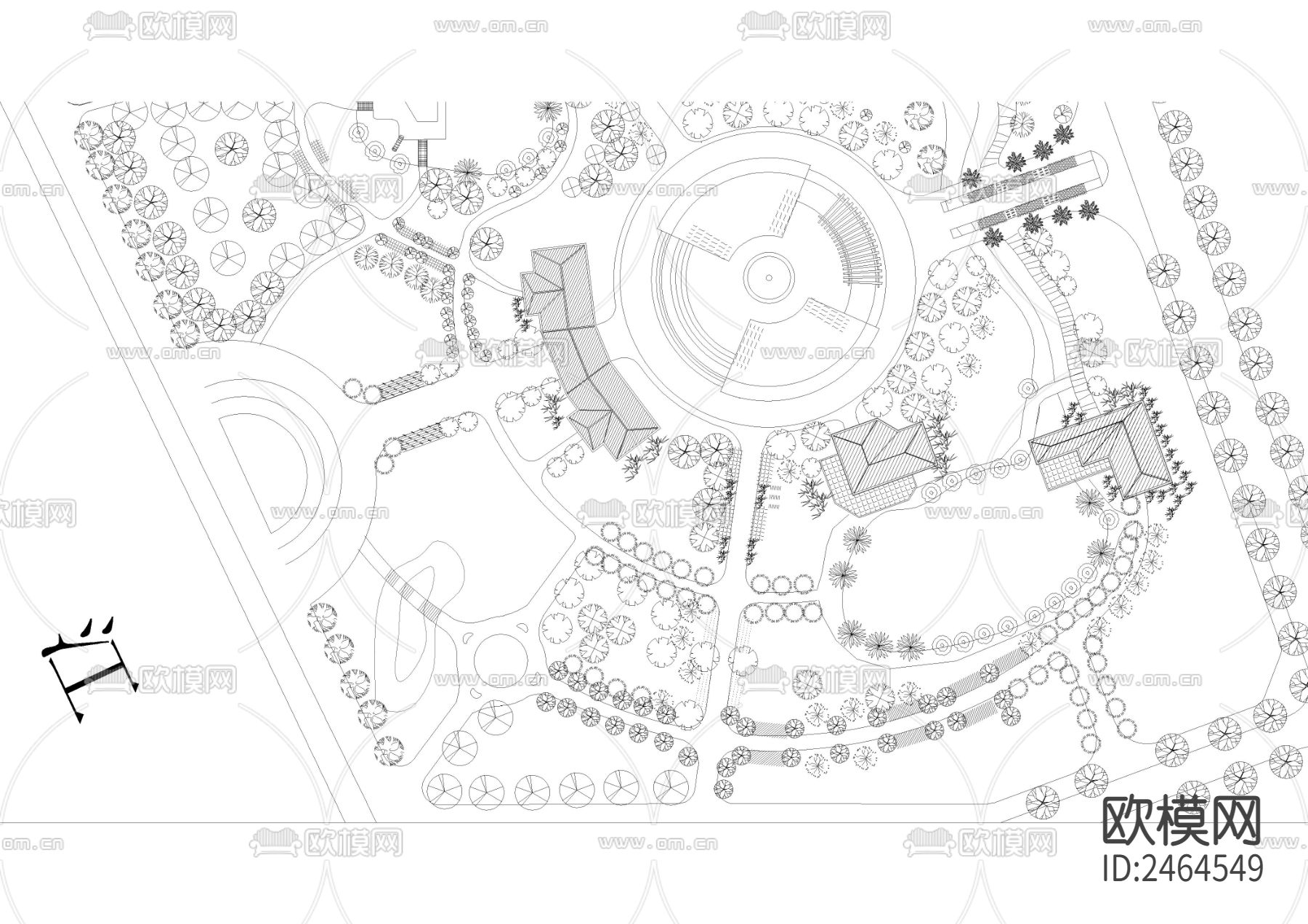 滨江公园植物配置CAD施工图下载（渲染图3）
