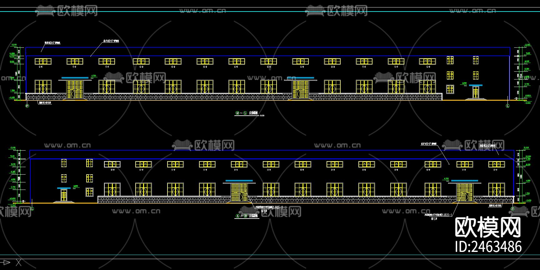 二层车间钢结构厂房CAD施工图下载（渲染图2）