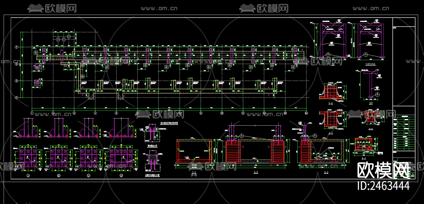 跨度十八米二层厂房结构图CAD施工图下载（渲染图7）