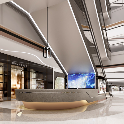  现代商场中庭su模型 