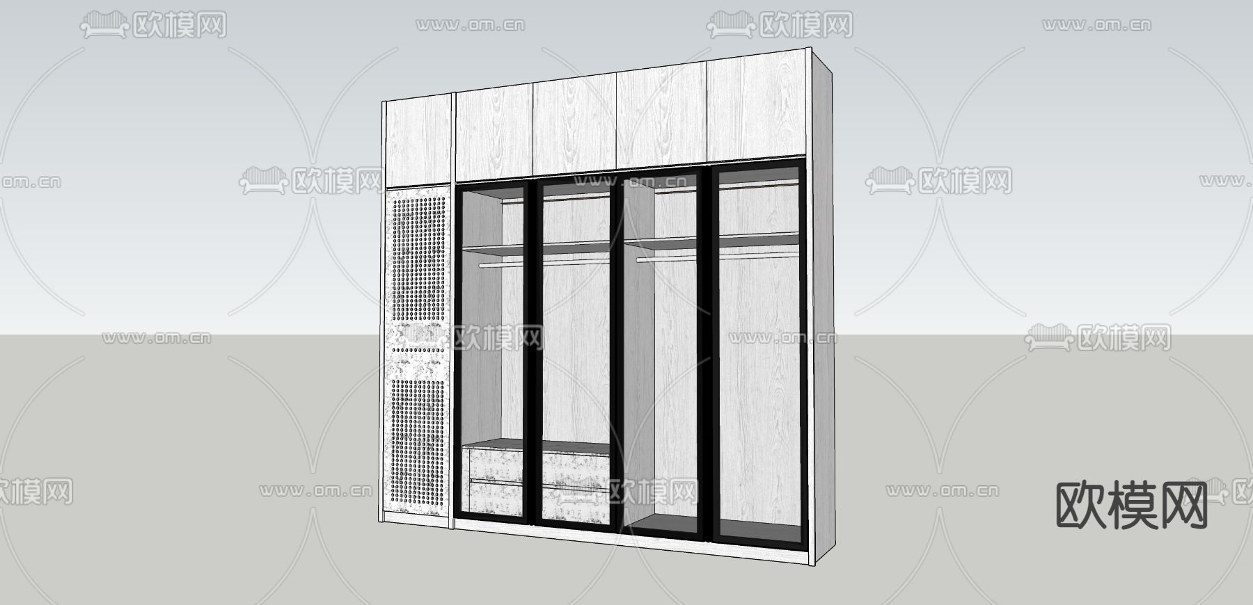 现代衣柜su模型下载（渲染图2）