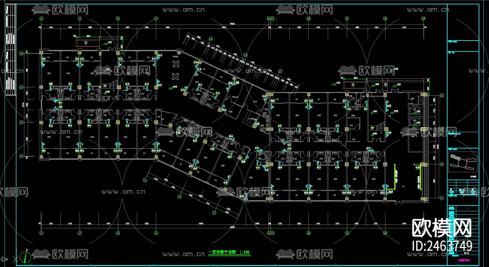 人民医院养老中心 疗养楼暖通CAD施工图下载（渲染图3）