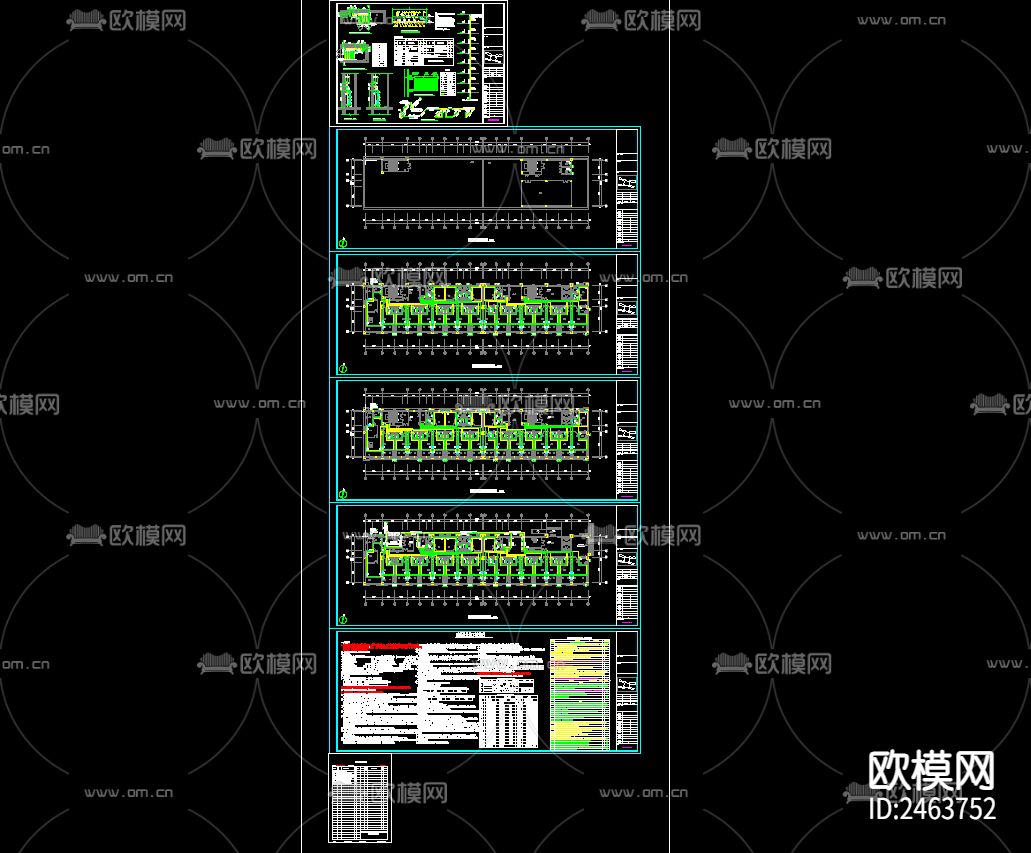 人民医院养老中心D座八层疗养楼暖通CAD施工图下载（渲染图1）