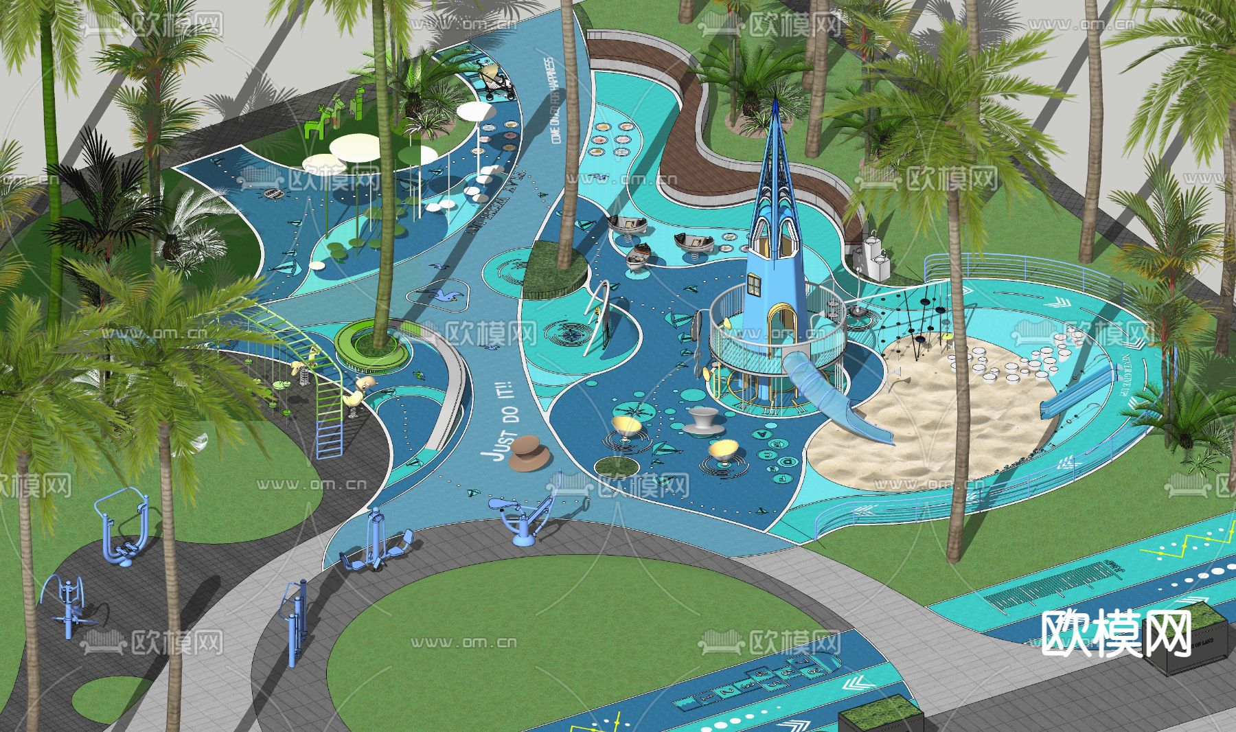 现代海航主题儿童活动区su模型下载（渲染图3）