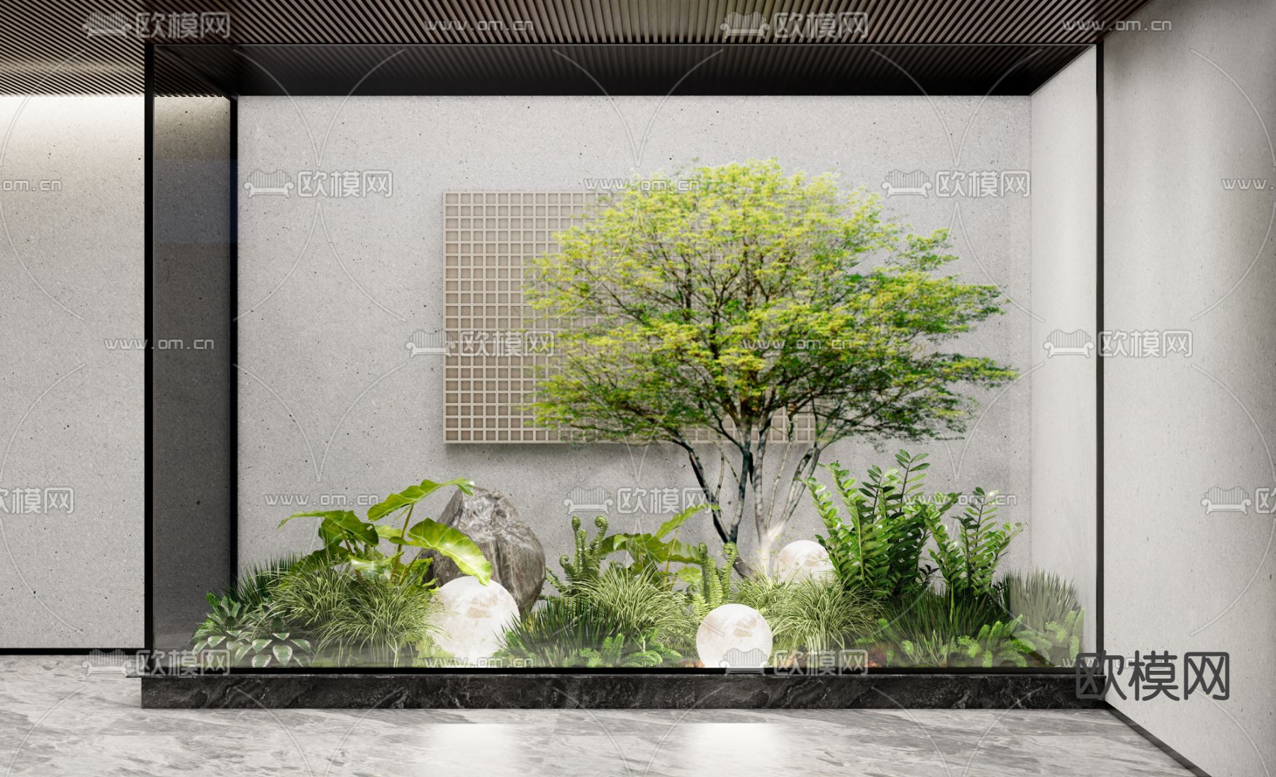 现代室内植物堆su模型