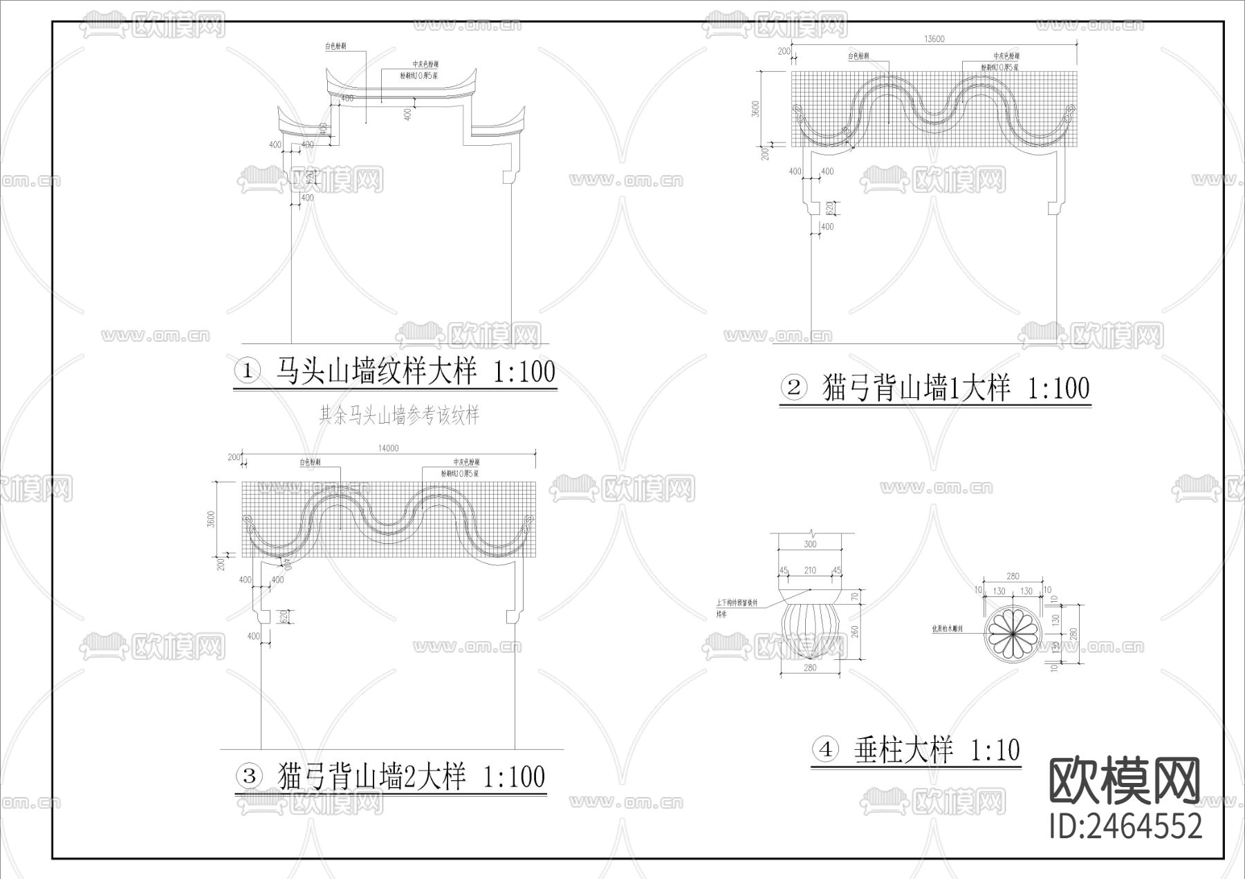 民俗文化长廊全套建筑CAD施工图下载（渲染图9）