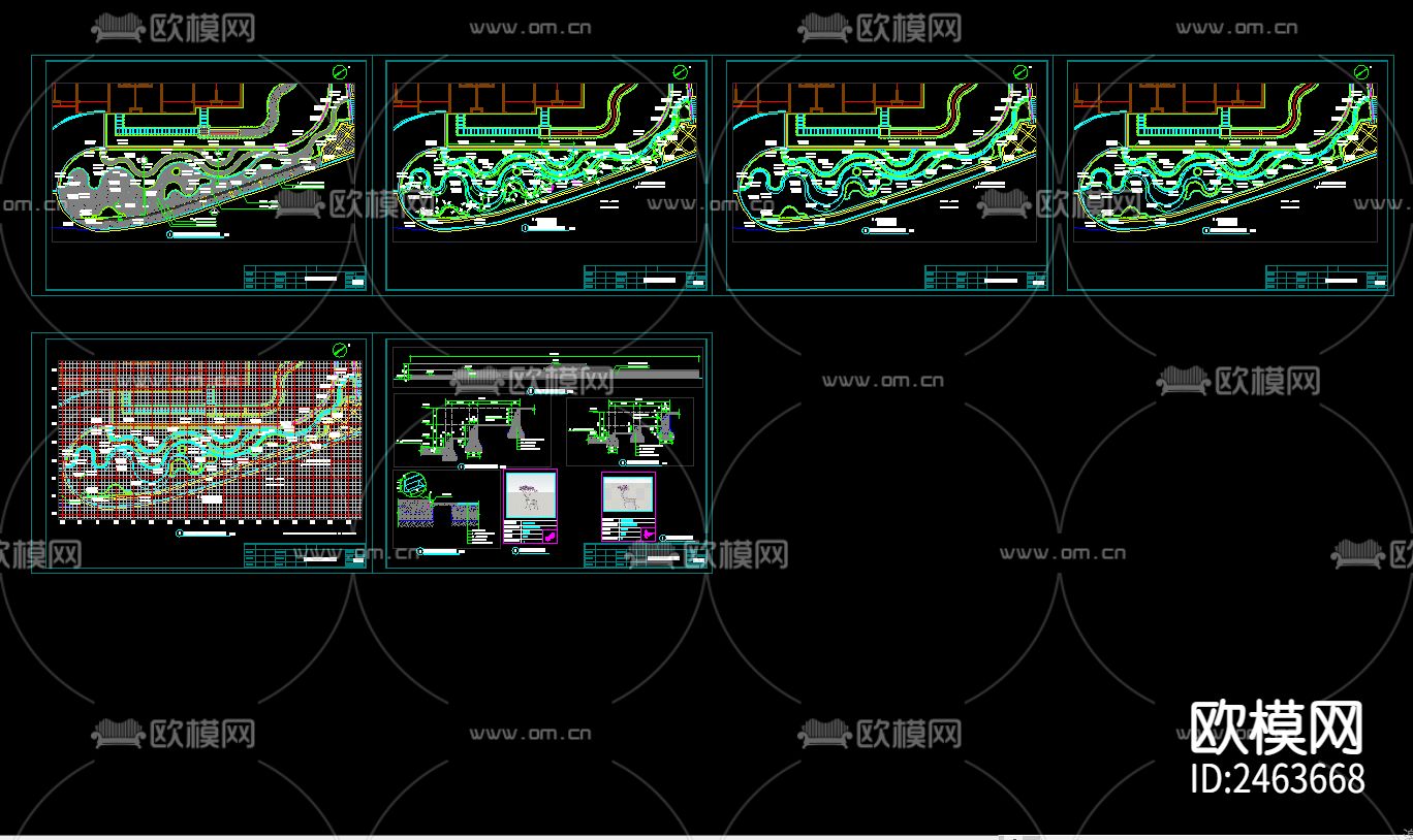 小区入口山型园建景墙CAD施工图下载（渲染图2）