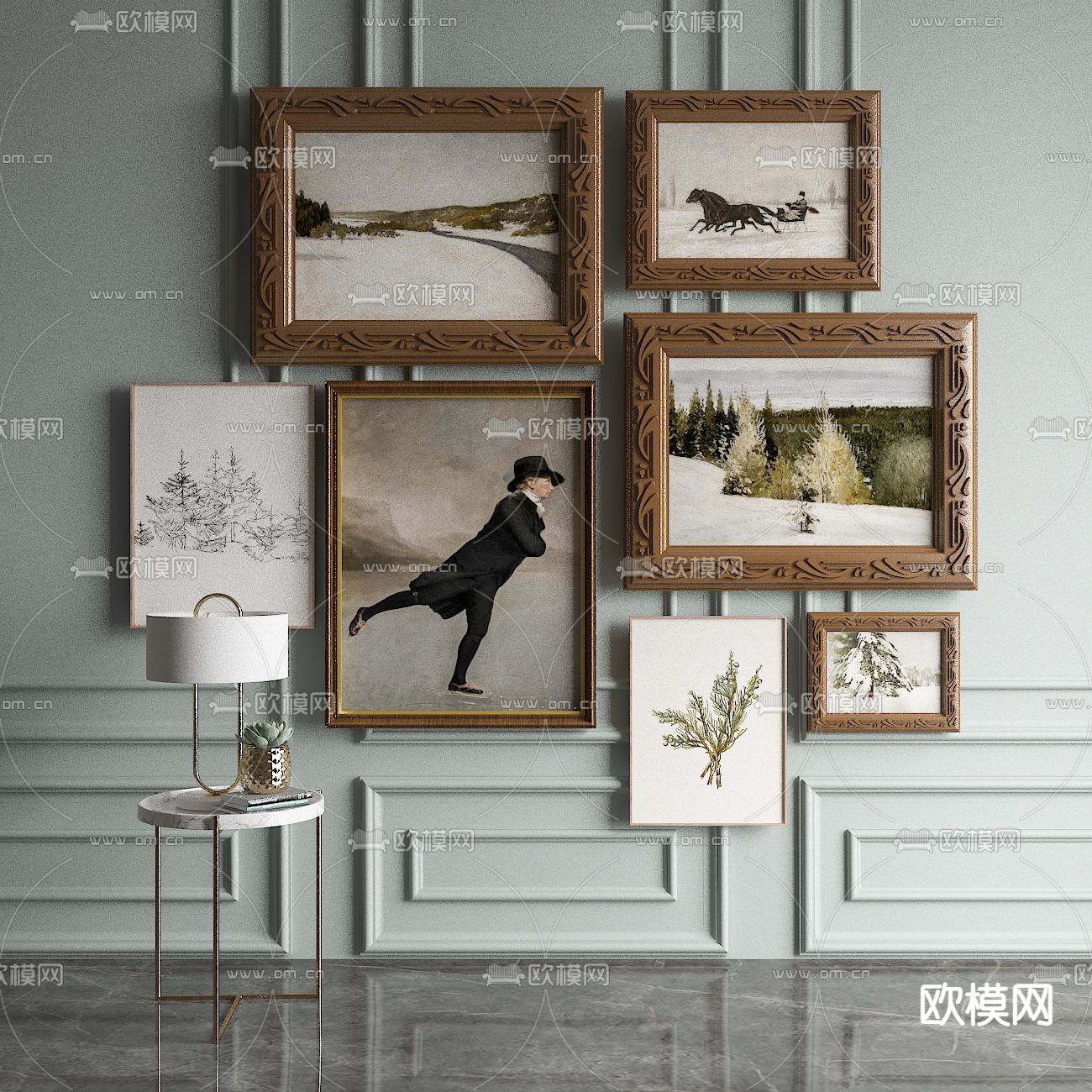 美式装饰画 挂画3d模型下载