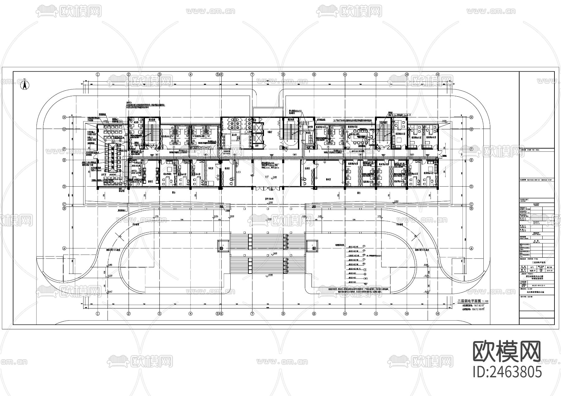 弱电及消防平面CAD施工图下载（渲染图2）