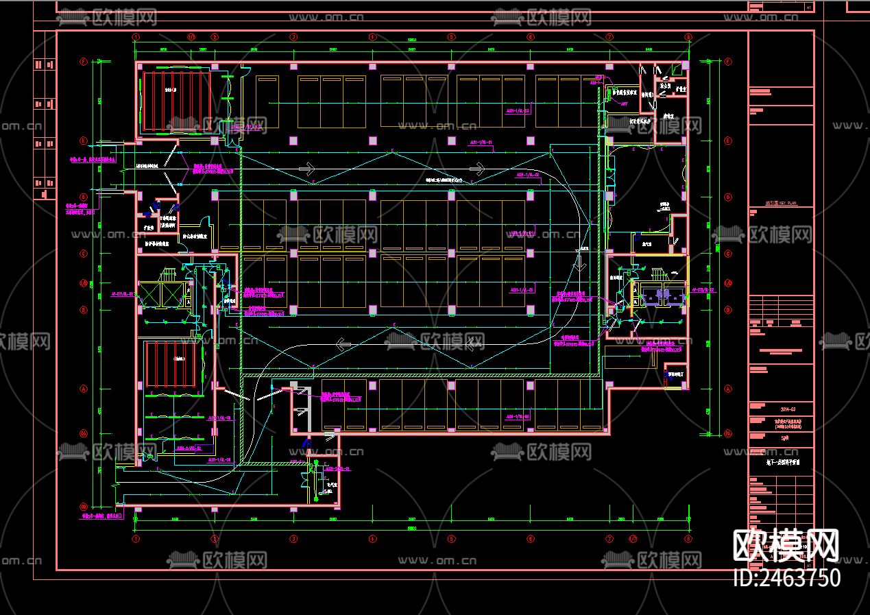 五层厂房电气CAD施工图下载（渲染图8）