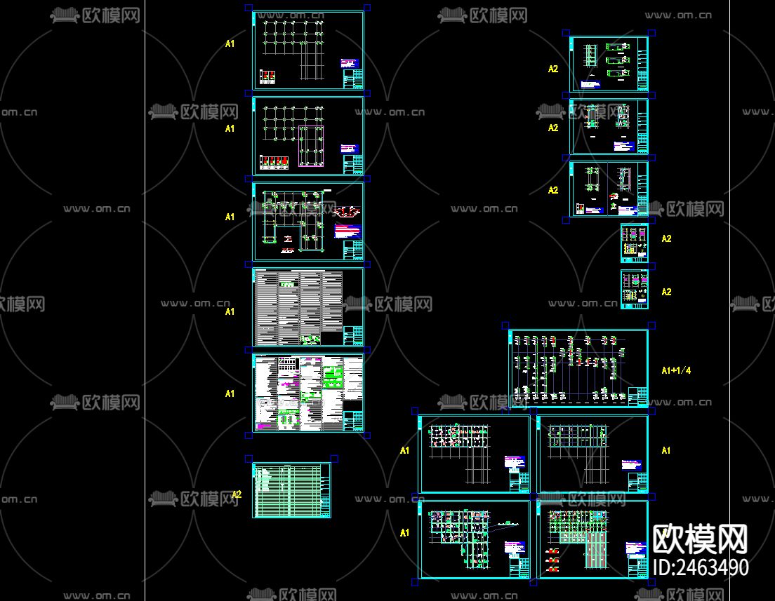 2层框架结构售楼部CAD施工图下载（渲染图1）