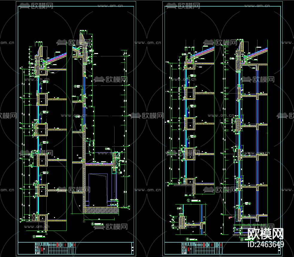 某小区26号楼两单位八层住宅楼建筑cad施工图下载（渲染图9）