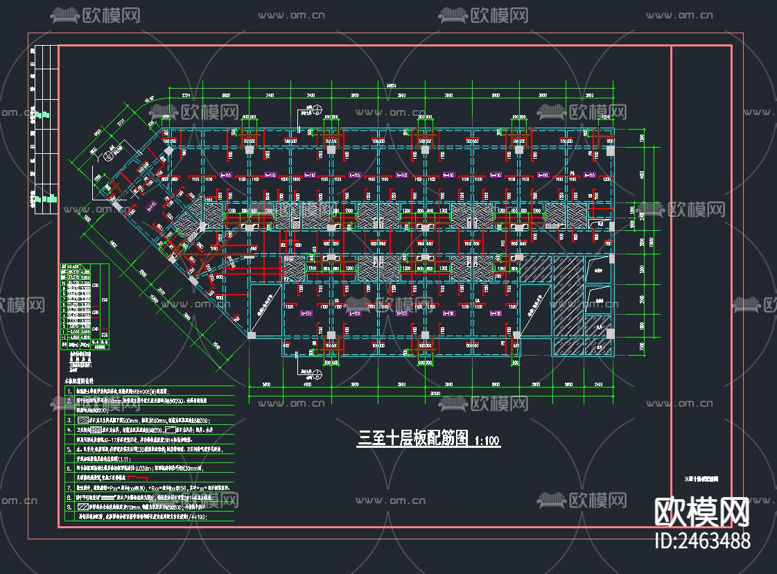 精品高层宾馆十层CAD施工图下载（渲染图4）