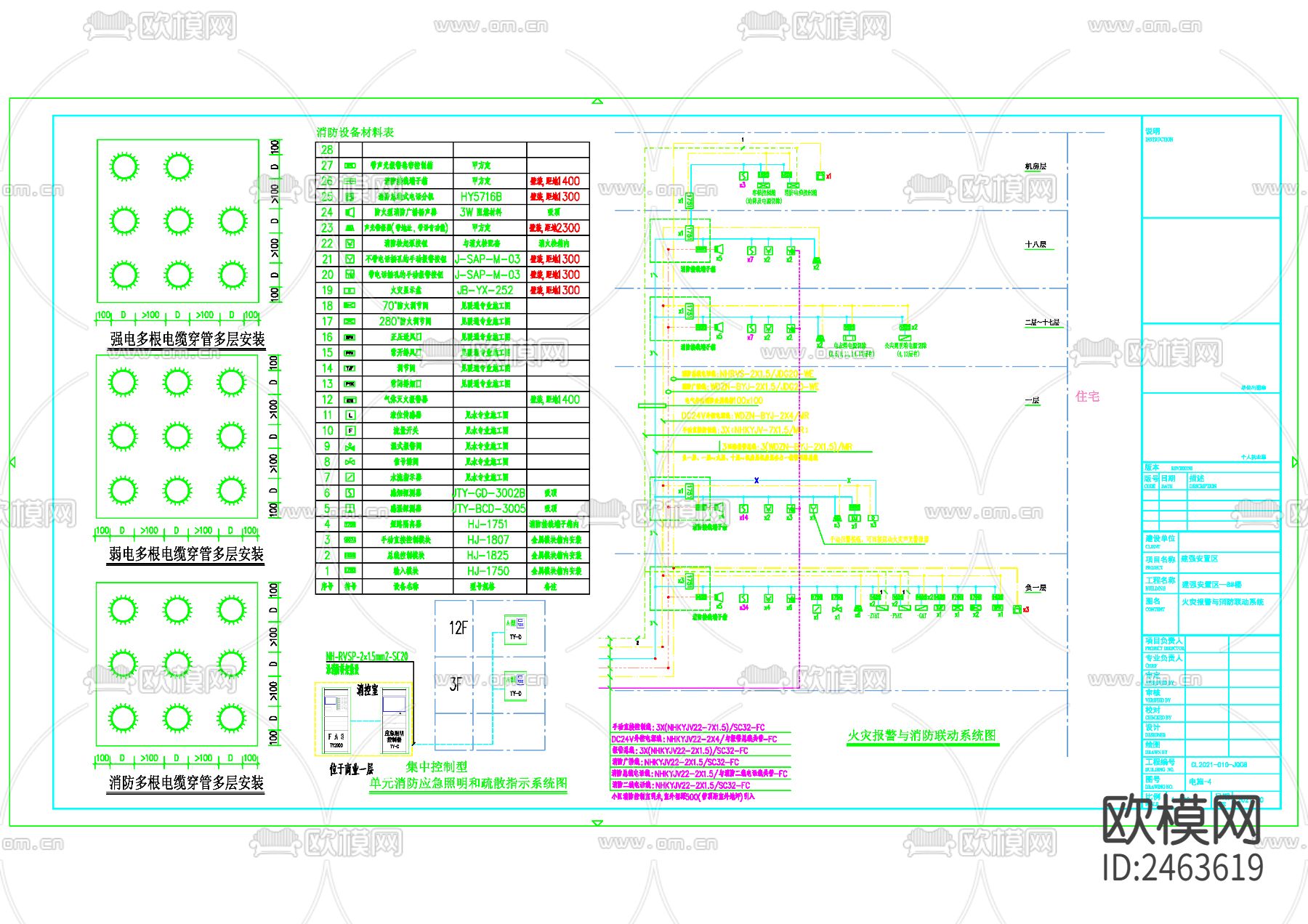 18层框剪结构安置区8号住宅楼电气cad施工图下载（渲染图3）
