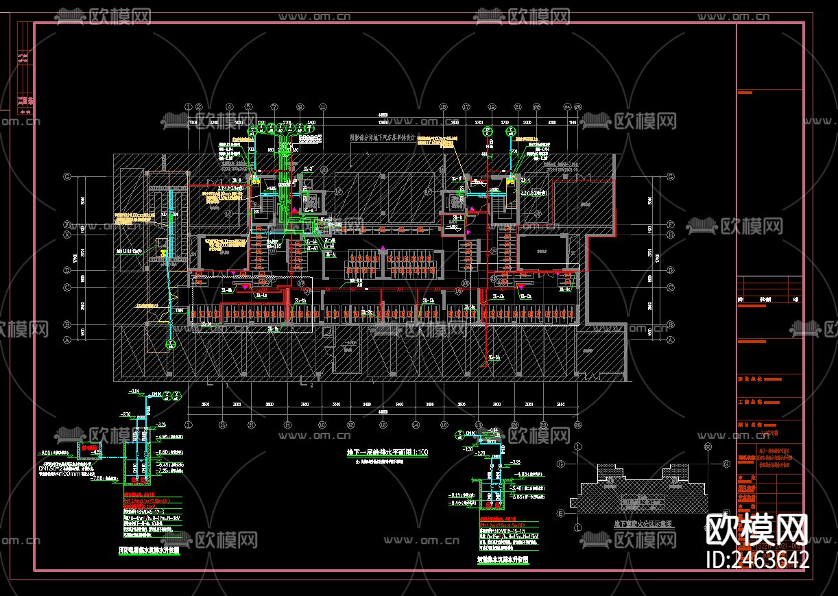 江苏某小区二十四层住宅给排水cad施工图下载（渲染图2）