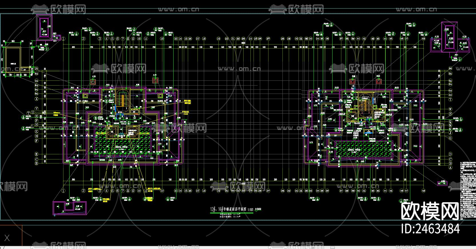 某小区12号楼三单元十三层住宅建筑CAD施工图下载（渲染图1）