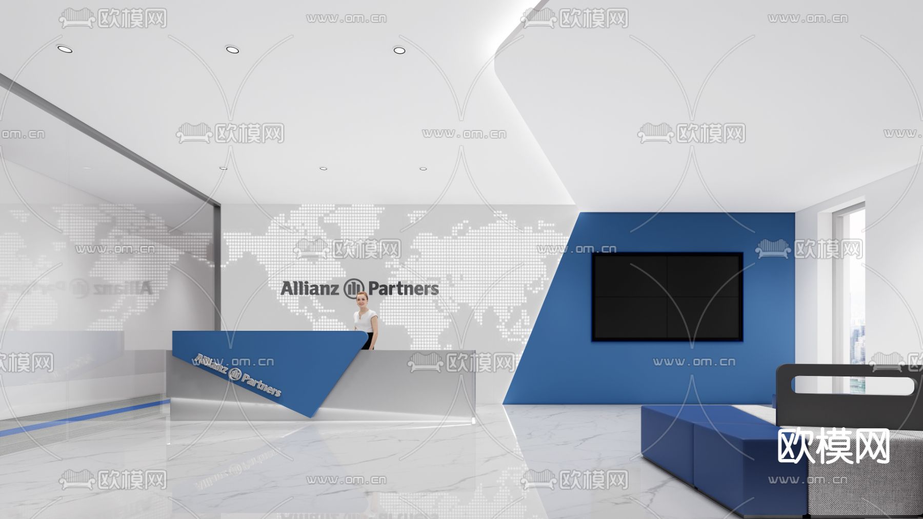 办公室前台 接待处su模型下载（渲染图1）