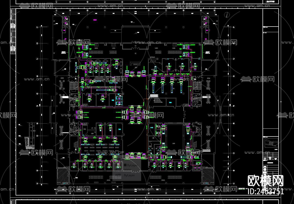 人民医院养老中心 康复疗养楼暖通CAD施工图下载（渲染图7）