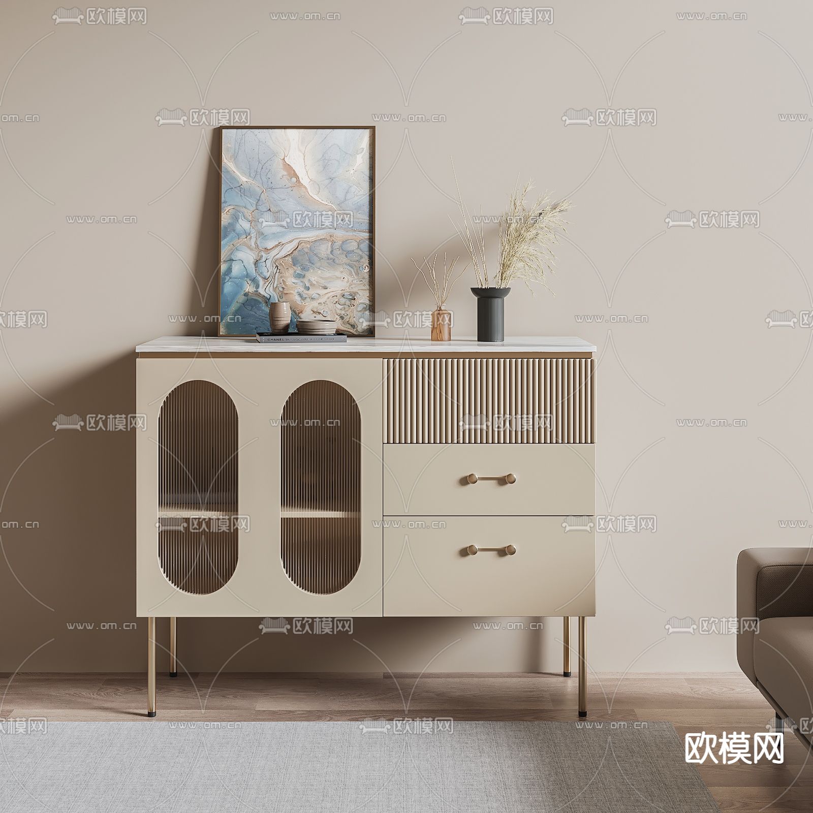 现代餐边柜3d模型下载