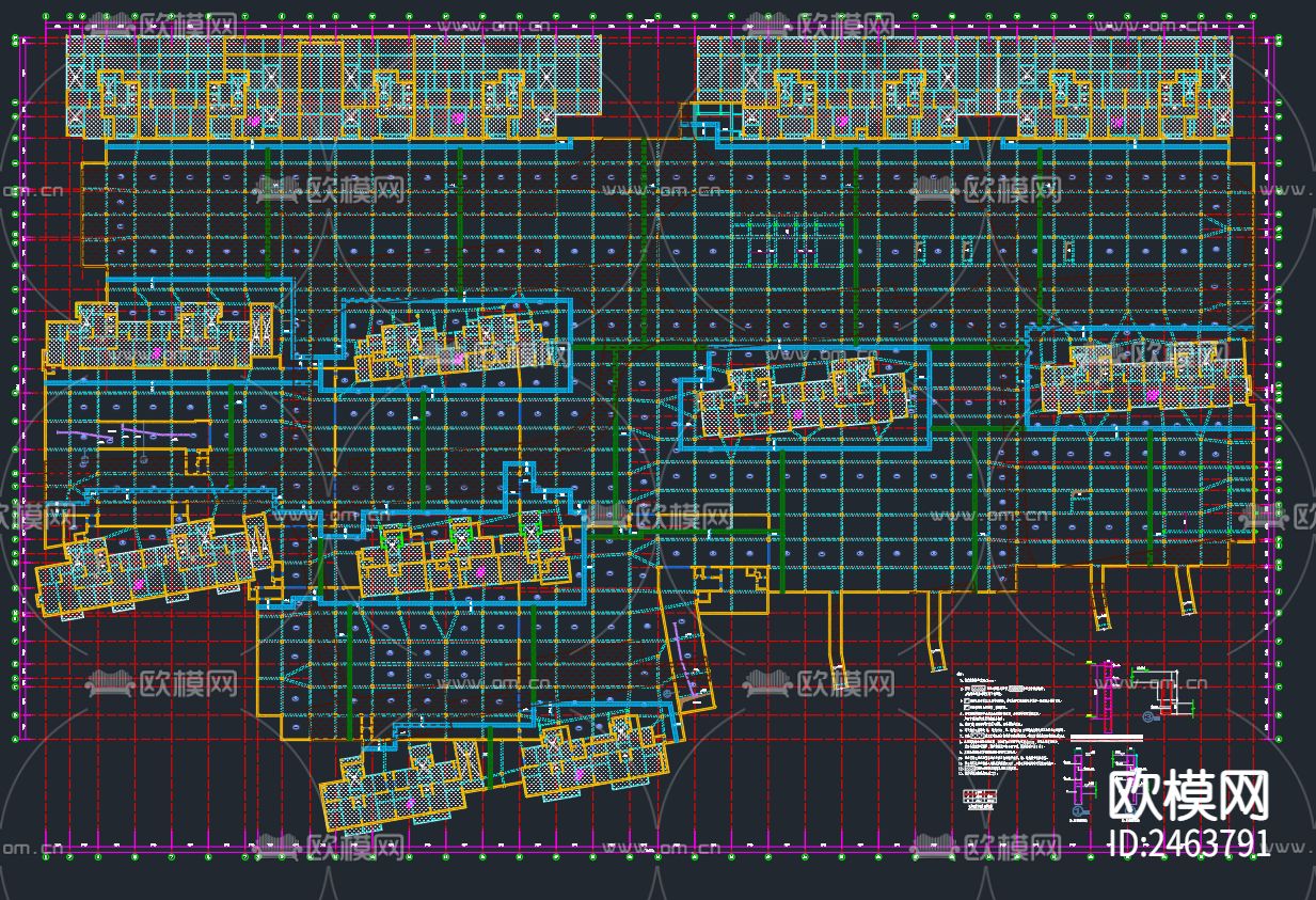 某小区人防地下室CAD施工图下载（渲染图5）