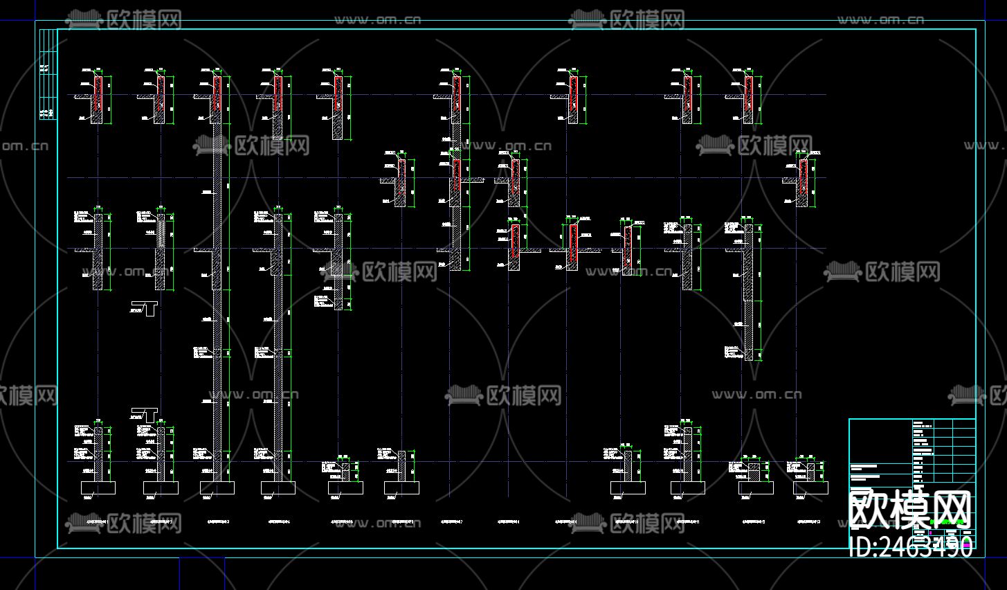 2层框架结构售楼部CAD施工图下载（渲染图7）