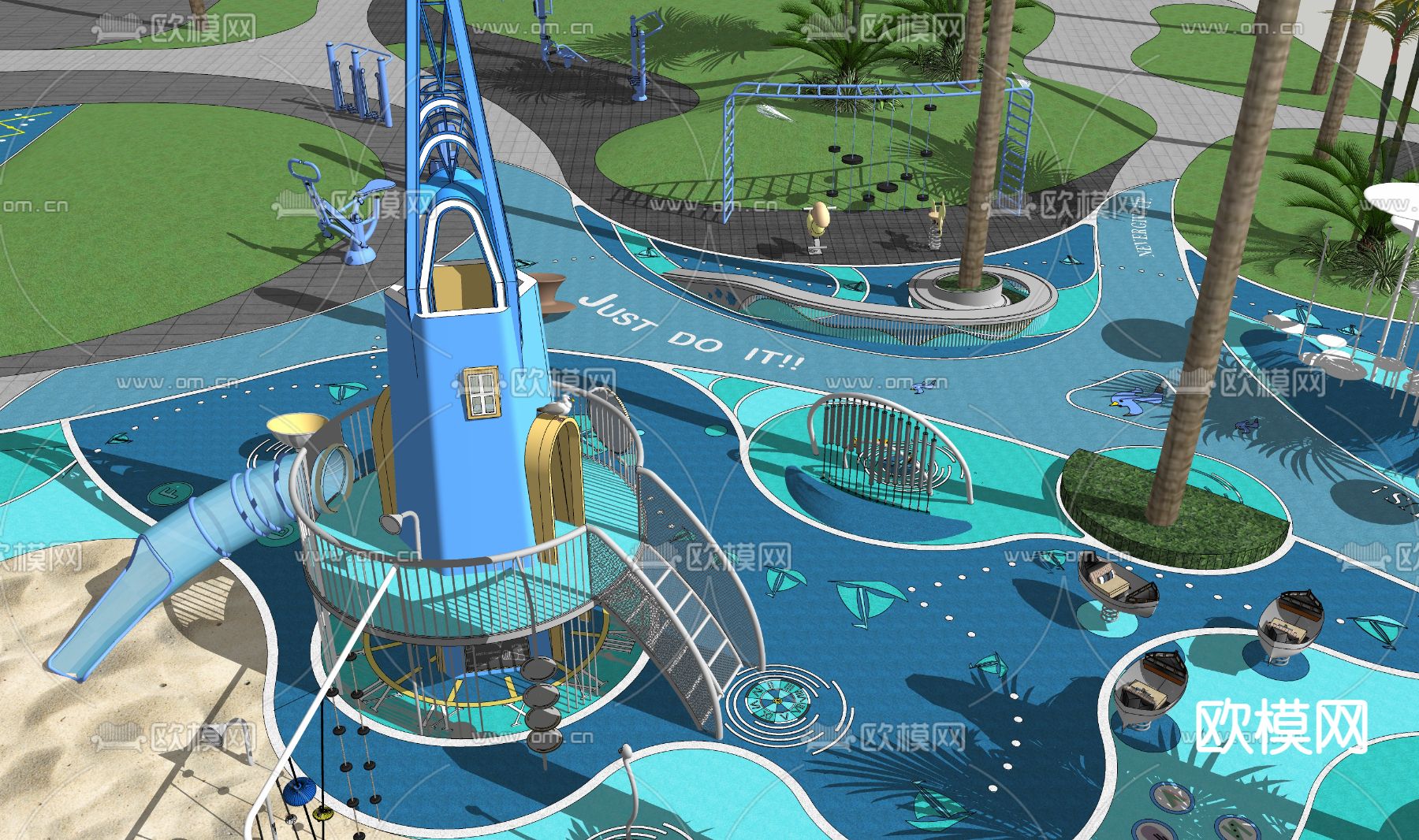 现代海航主题儿童活动区su模型下载（渲染图4）