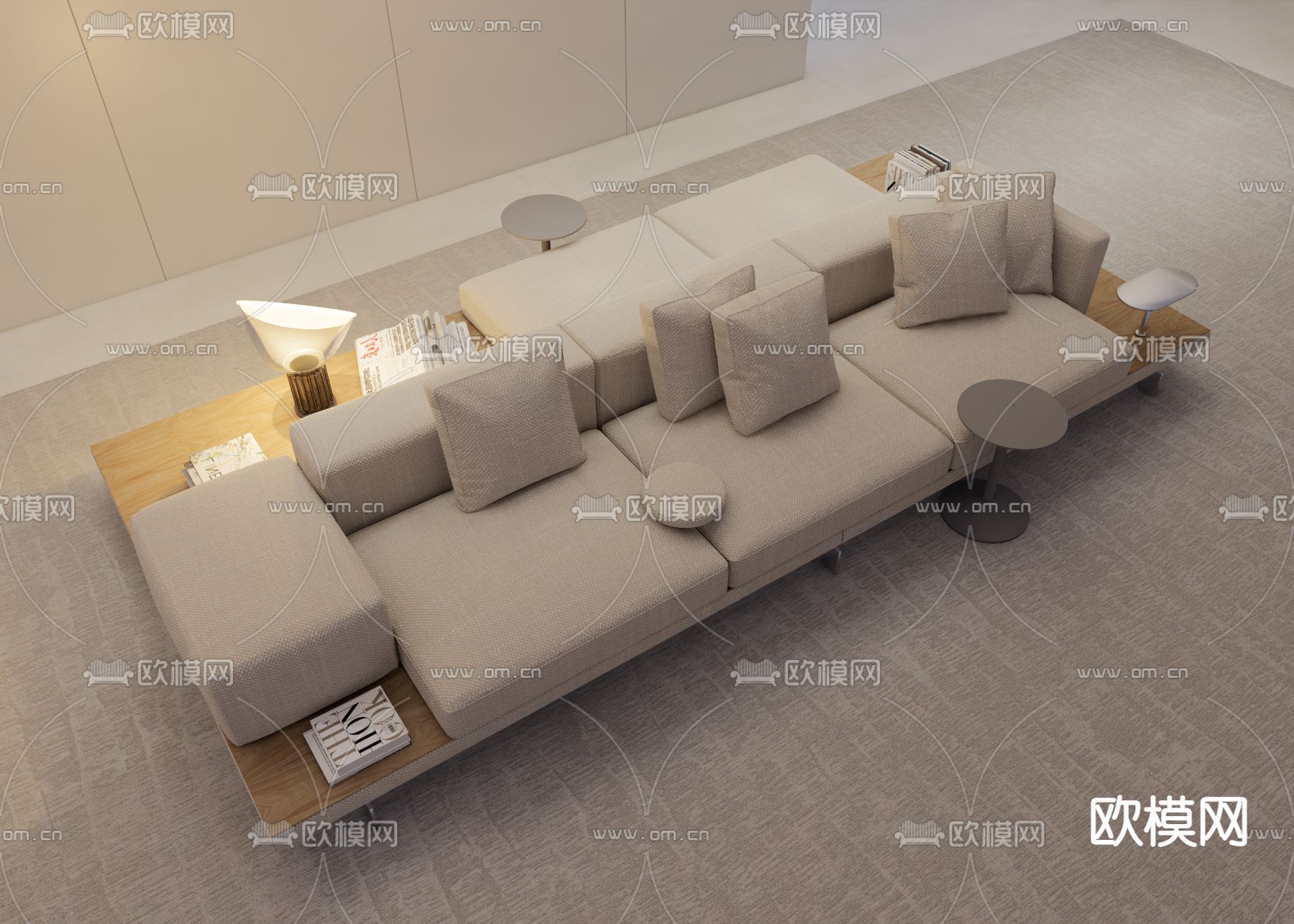 Poliform软体沙发 拼接沙发su模型下载（渲染图1）