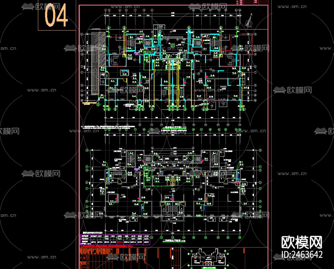 江苏某小区二十四层住宅给排水cad施工图下载（渲染图5）