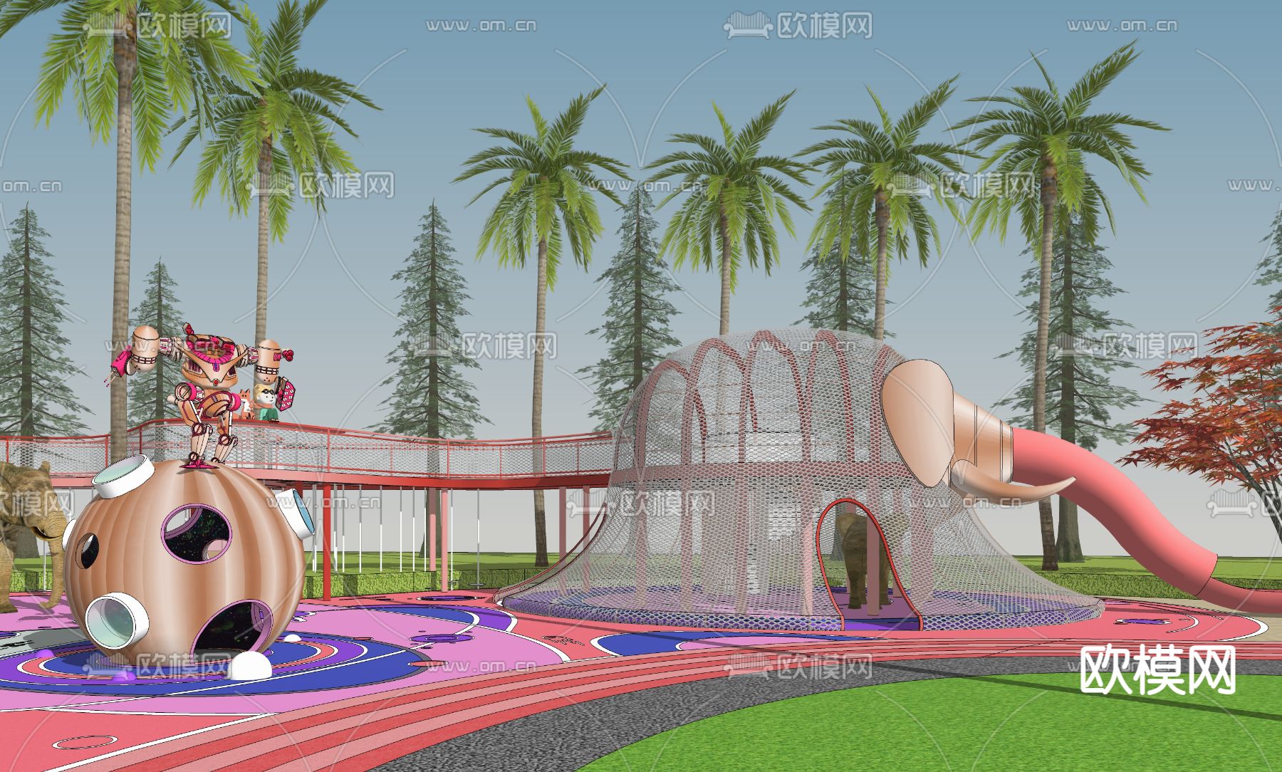 大象滑梯 儿童游乐区su模型下载（渲染图3）