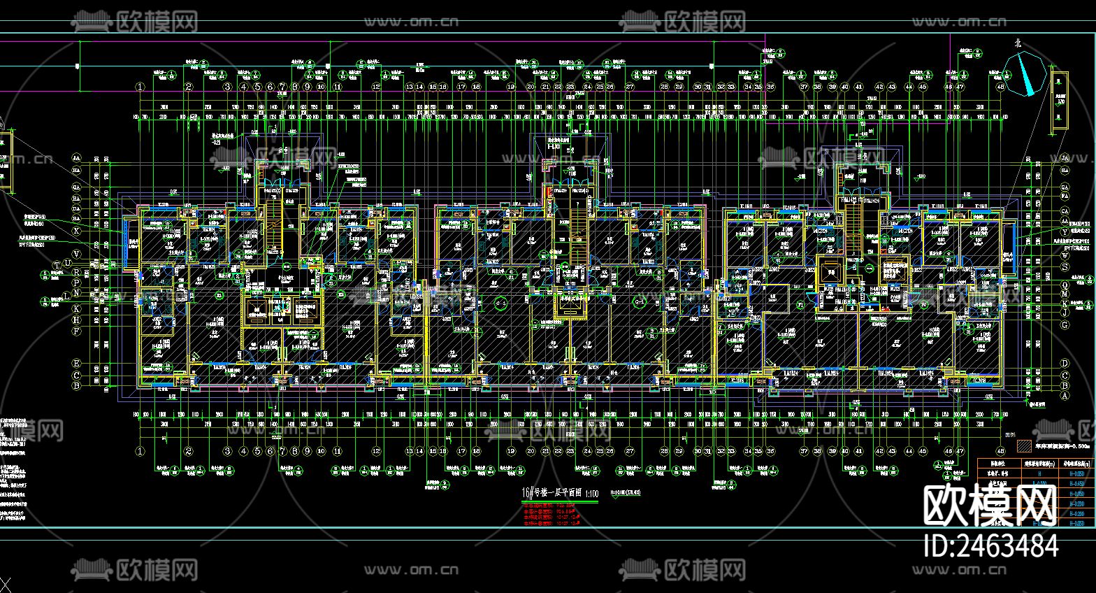 某小区12号楼三单元十三层住宅建筑CAD施工图下载（渲染图6）