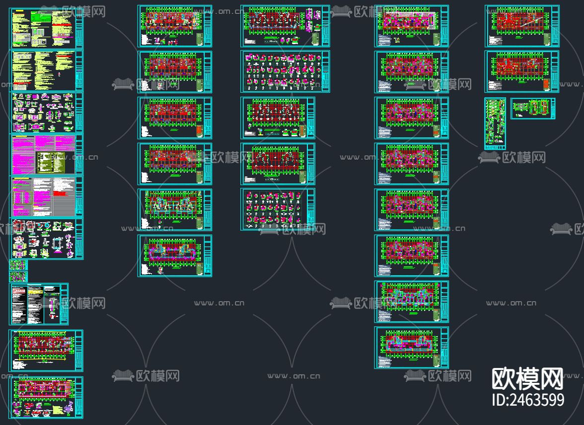 某小区二十层二单元住宅楼cad施工图-免费3dmax模型库-欧模网