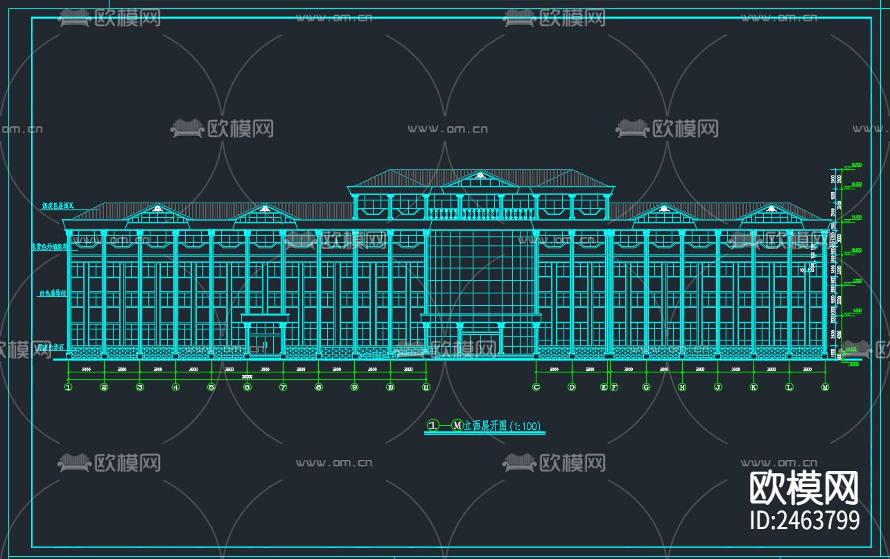 某旅游区宾馆建筑CAD施工图下载（渲染图2）