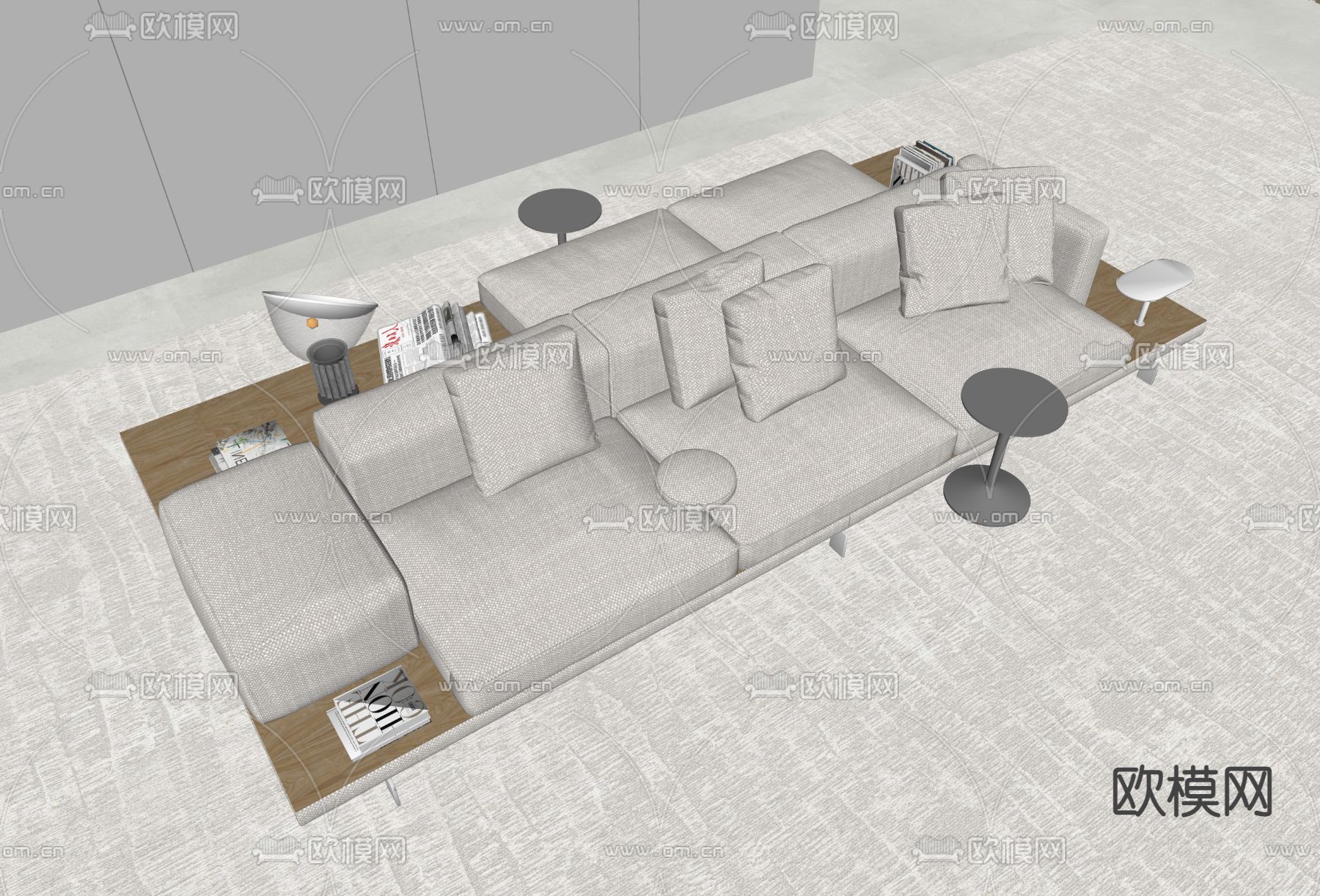 Poliform软体沙发 拼接沙发su模型下载（渲染图3）