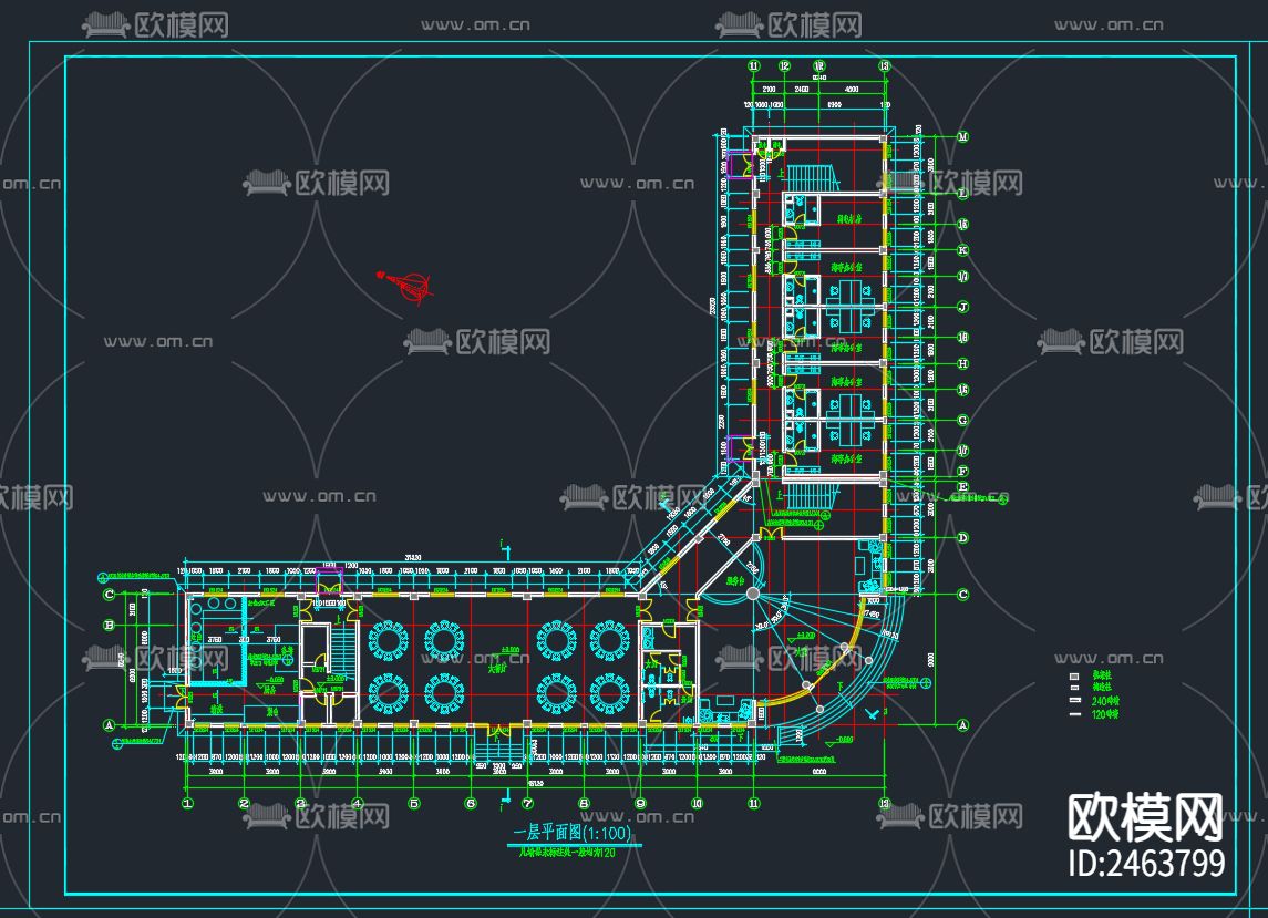 某旅游区宾馆建筑CAD施工图下载（渲染图3）