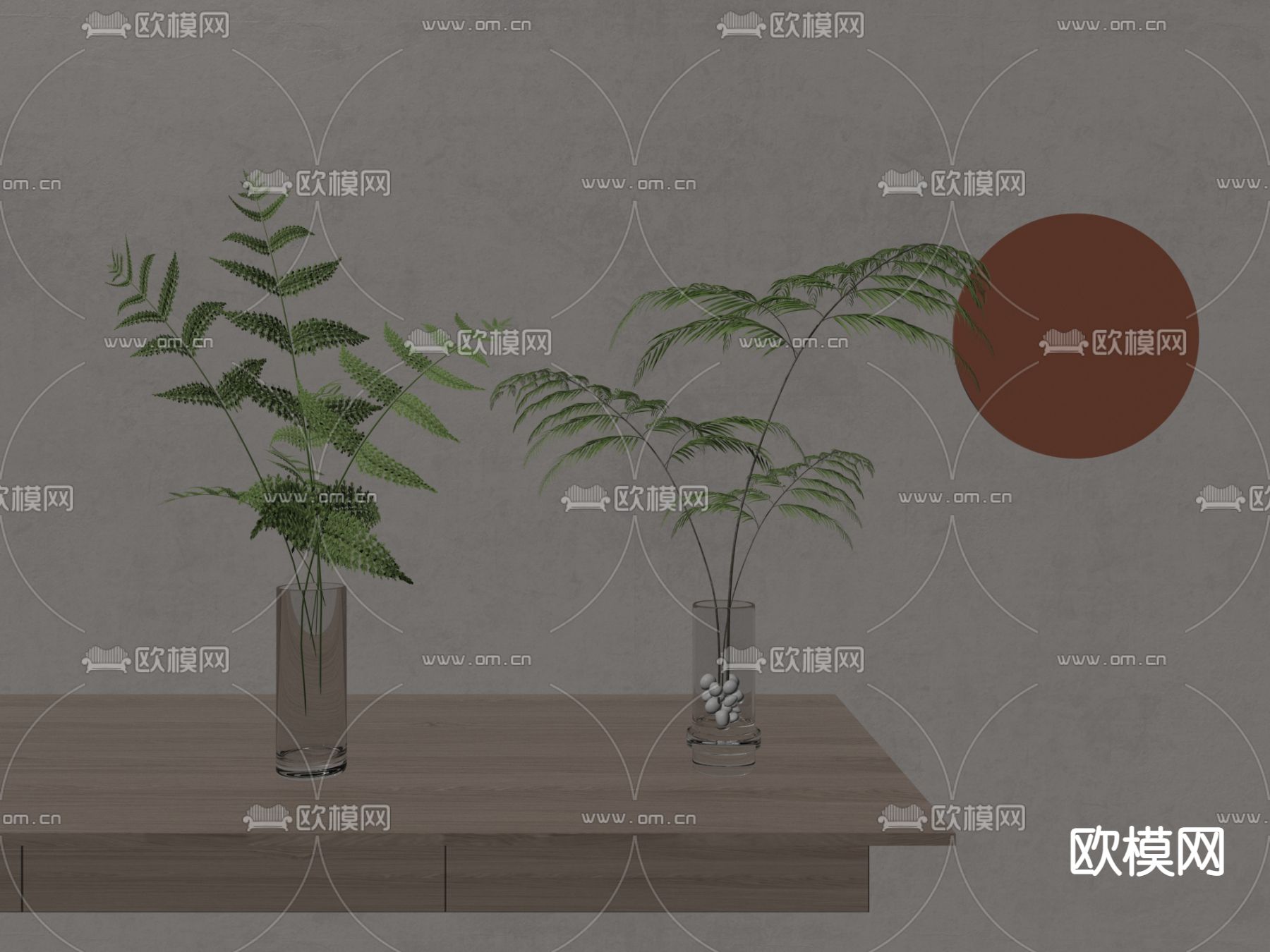 水培绿植 玻璃花瓶su模型
