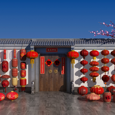  中式灯笼su模型 