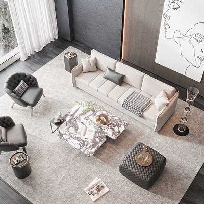  Minotti 米洛提 组合沙发su模型 