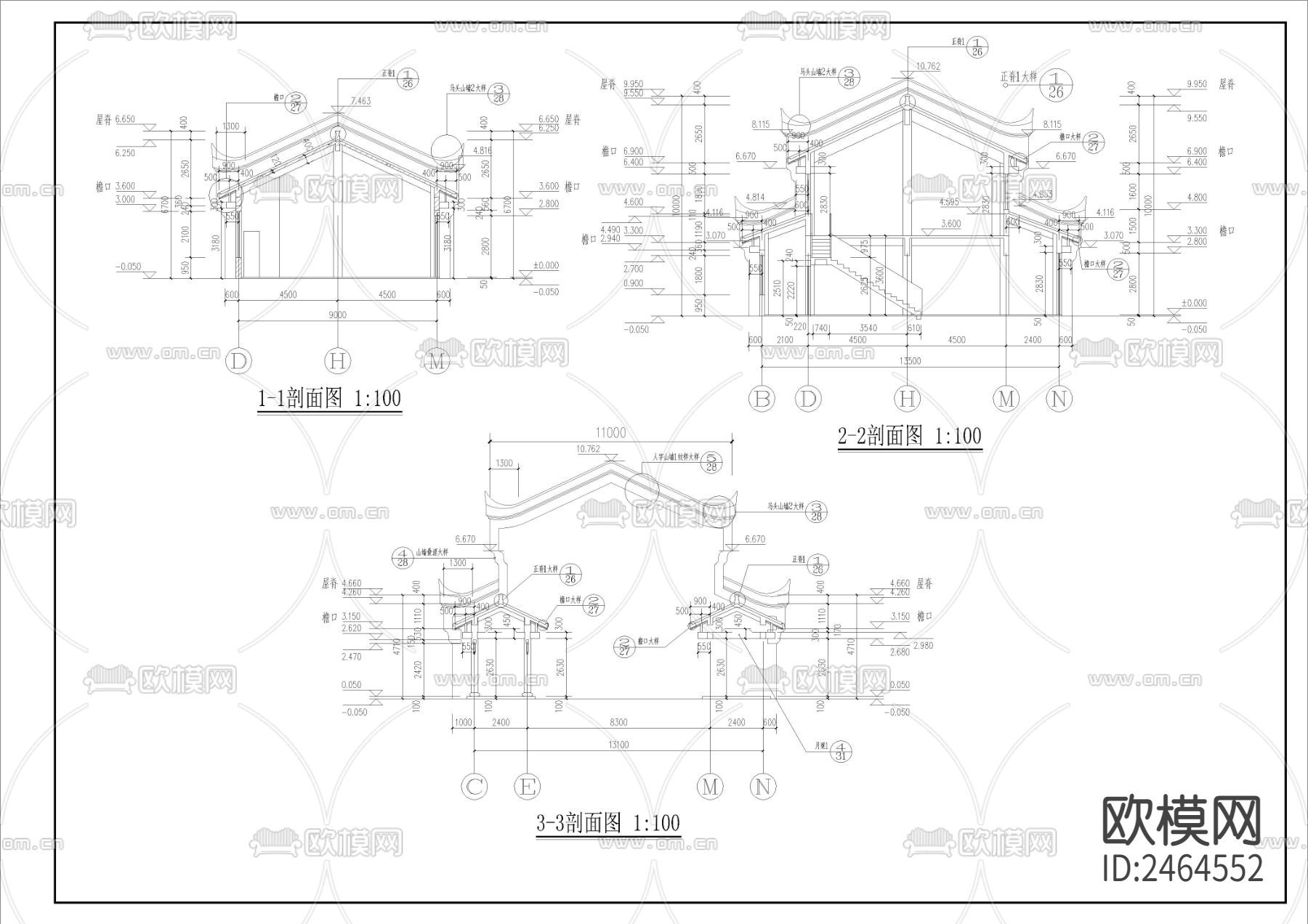 民俗文化长廊全套建筑CAD施工图下载（渲染图6）
