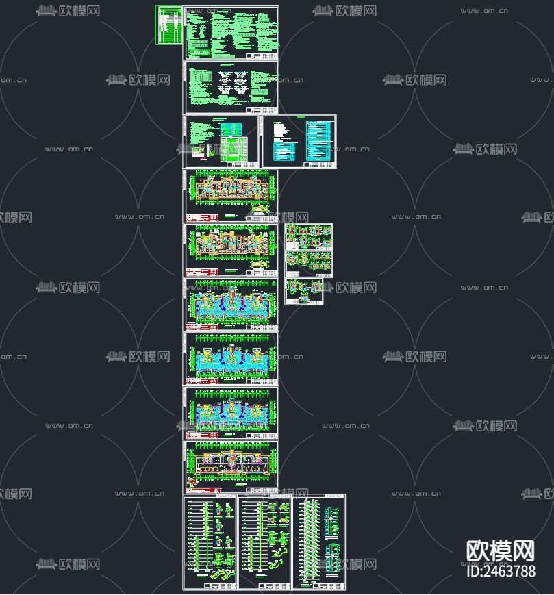 河北某小区18层住宅楼暖通CAD施工图下载（渲染图1）