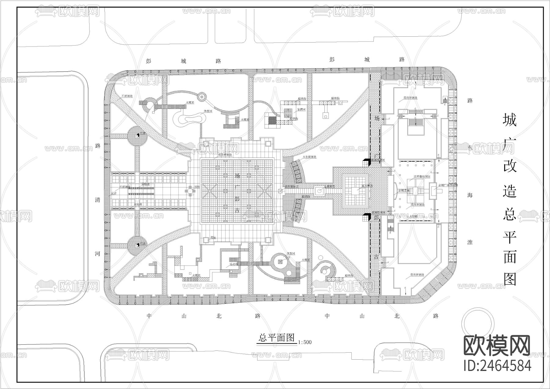 广场设计平面图CAD施工图下载（渲染图3）
