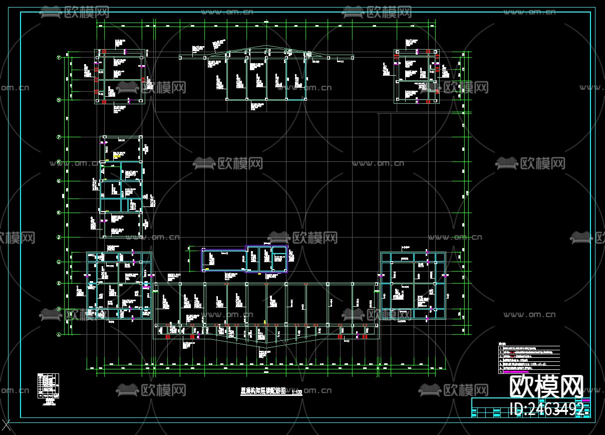 某大学六层实训楼结构CAD施工图下载（渲染图7）