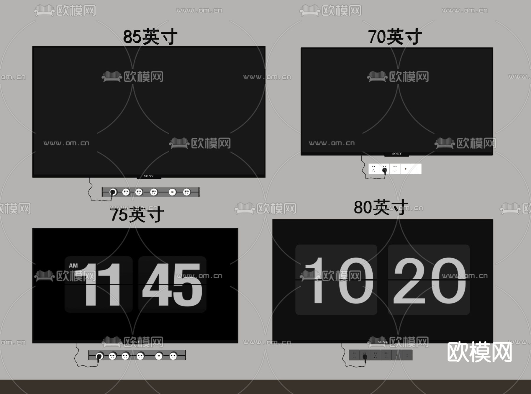电视机su模型下载（渲染图2）