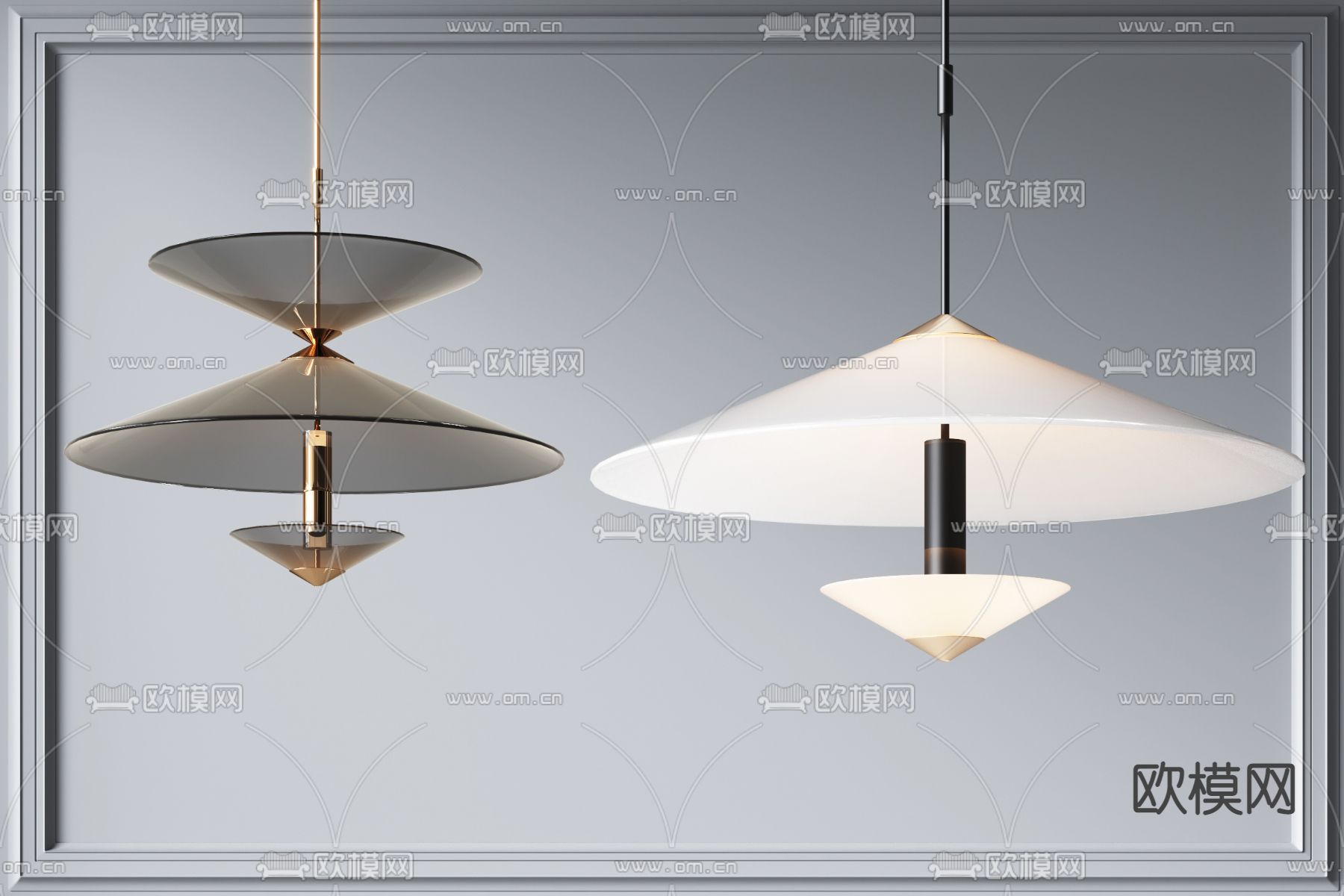 飞碟吊灯 餐厅吊灯su模型下载（渲染图1）