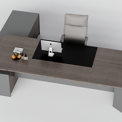  现代大班台 班台桌su模型 