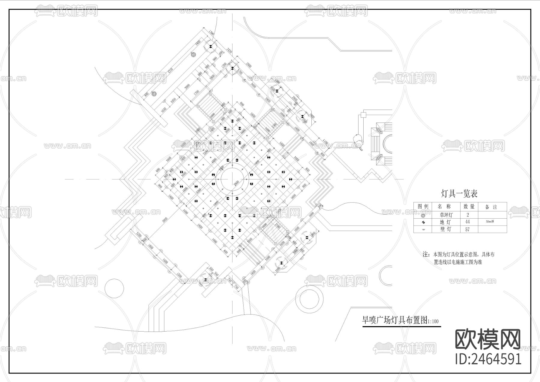 全套旱喷广场CAD施工图下载（渲染图3）