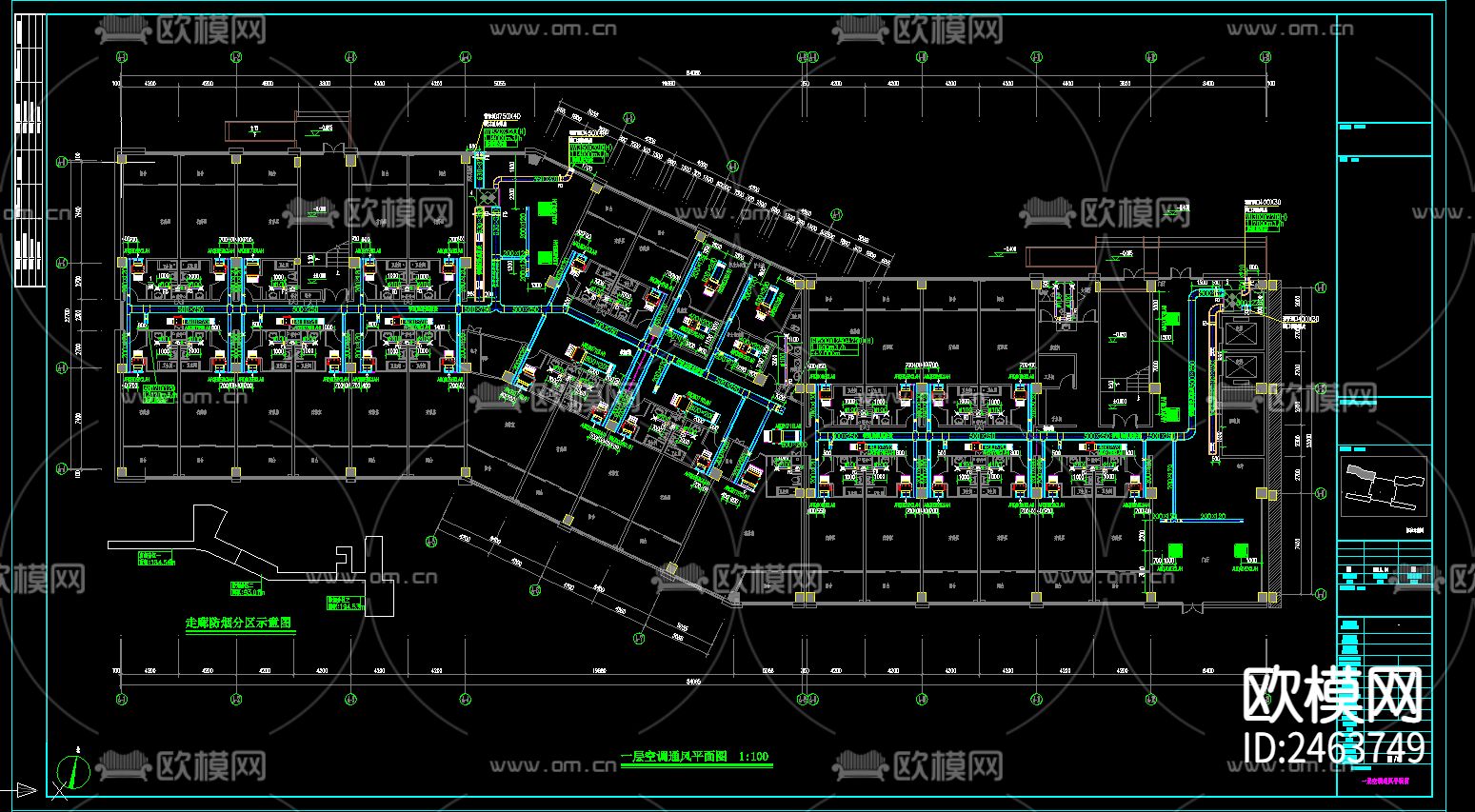 人民医院养老中心 疗养楼暖通CAD施工图下载（渲染图5）