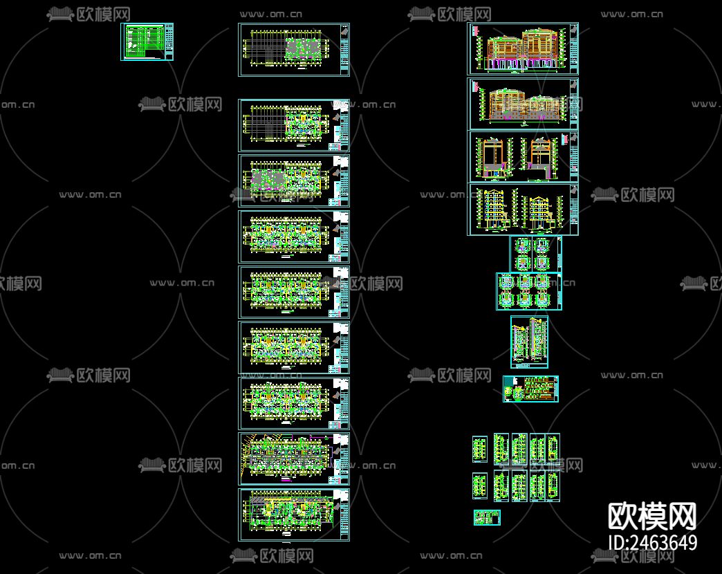 某小区26号楼两单位八层住宅楼建筑cad施工图下载（渲染图2）