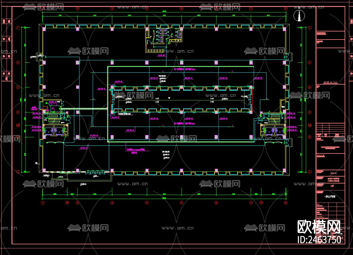 五层厂房电气CAD施工图下载（渲染图7）